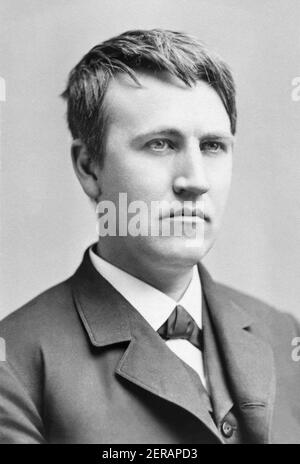 Il giovane Thomas Alva Edison (1847–1931), inventore e imprenditore americano descritto come il più grande inventore d'America, in un ritratto del 1870. Foto Stock