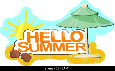 Ciao estate Bright vettore banner Illustrazione Vettoriale