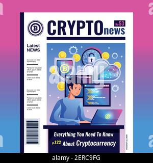 Criptocoins mining trading blockchain rete manutenzione software per computer tutto su criptovaluta criptovaluta criptovaluta criptovaluta copertina rivista illustra Illustrazione Vettoriale