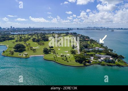 Miami Florida,Indian Creek Water Island Lake Biscayne Bay Water,campo da golf Country Club,Bunker Billionaires,Ivanka Trump Jarrett Kushner Future home Foto Stock