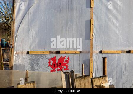 Cardiff, Galles. 22 Febbraio 2021. Nella foto è raffigurata la Pontcana Permanent Allotments. Regno Unito Meteo. Spazi verdi gallesi Foto Stock