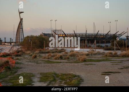 Un'arena all'interno delle strutture olimpiche 2004, ad Agios Kosma, Grecia Foto Stock