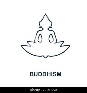 Icona Buddismo. Elemento semplice dalla raccolta di religione. Icona del buddismo creativo per il web design, i modelli, l'infografica e molto altro Illustrazione Vettoriale