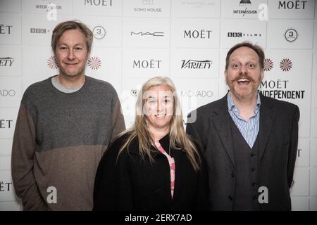 Mike Oughton, Isabelle Georgeaux, Richard Holmes (scrittore e co-produttore di Keeping Rosy) all'annuncio delle candidature e della giuria per il 201 Foto Stock