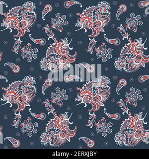 paisley illustrazione vettoriale floreale in stile damask. sfondo senza cuciture Illustrazione Vettoriale