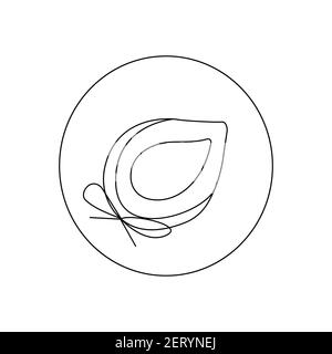 Cappello da donna con brim e arco. Archetto per la protezione dal sole brillante. Doodle Vector illustrazione in bianco e nero Illustrazione Vettoriale