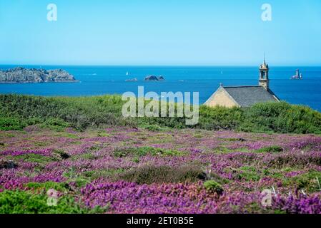 La costa atlantica alla Pointe du Raz a Cap Sizun, nel Finistère, Britanny, Francia Foto Stock