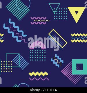 Motivo geometrico senza cuciture al neon su sfondo scuro Illustrazione Vettoriale
