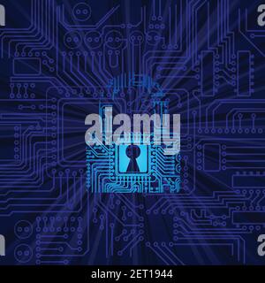 Sicurezza con lucchetto digitale Illustrazione Vettoriale