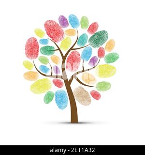 Albero a colori impronte digitali Illustrazione Vettoriale