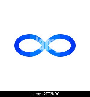 Insolito segno blu infinito. Simbolo astratto dell'infinito, dell'eternità. Icona vettore Illustrazione Vettoriale