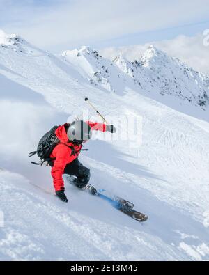 Sci di fondo e freeriding nella regione del Monte Bianco Foto Stock
