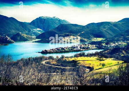 Lago di Turano, Rieti, Lazio, Italia Foto Stock