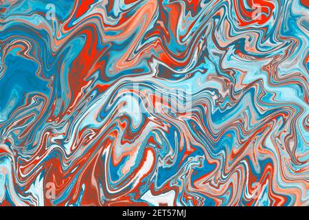 Pittura astratta di arte in arancione e blu Foto Stock