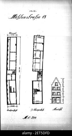 Paul Sültenfuß, Das Düsseldorfer Wohnhaus bis zur Mitte des 19. Jahrhunderts, (Diss. SACHEN), 1922, ABB. 18 Mühlenstraße 18. Foto Stock