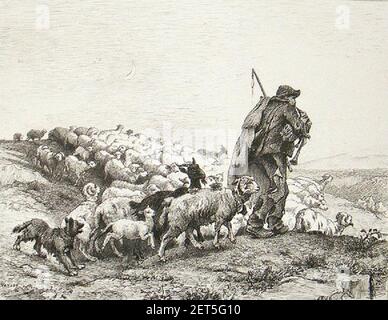 Paul Vayson 1882 retour du troupeau en Provence. Foto Stock