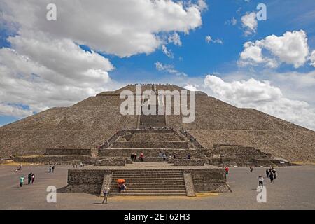 Piramide del Sole, Pirámide del Sol, a Teotihuacán, una delle più grandi piramidi del mondo, Messico Foto Stock