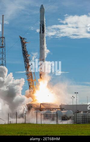 Un razzo SpaceX Falcon 9 si solleva dal Space Launch Complex 40 alla Cape Canaveral Air Force Station, FL USA, alle 18:01 EDT il 7-25-2019 dalla NASA/DPA Foto Stock