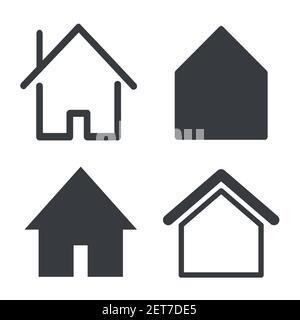 Raccolta delle icone dei pulsanti Home. Set di cartelli per infografica, logo, sviluppo di app e progettazione di siti Web. Illustrazione Vettoriale