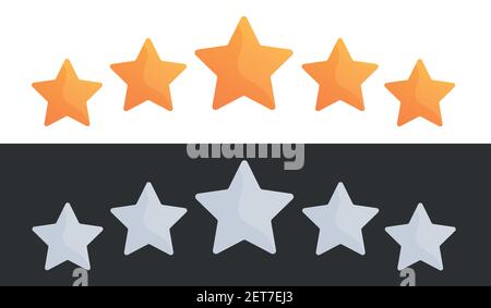 Concetto di tariffa a cinque stelle isolato su sfondo bianco e nero. Vettore Illustrazione Vettoriale