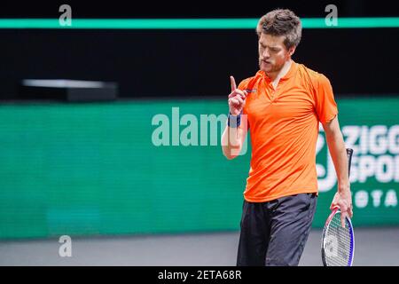 ROTTERDAM, PAESI BASSI - 1 MARZO: Sander Arends dei Paesi Bassi durante il 48e ABN AMRO World Tennis Tournament a Rotterdam Ahoy il 1 marzo 2 Foto Stock