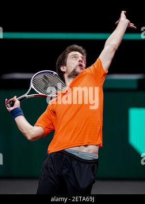 ROTTERDAM, PAESI BASSI - 1 MARZO: Sander Arends dei Paesi Bassi durante il 48e ABN AMRO World Tennis Tournament a Rotterdam Ahoy il 1 marzo 2 Foto Stock