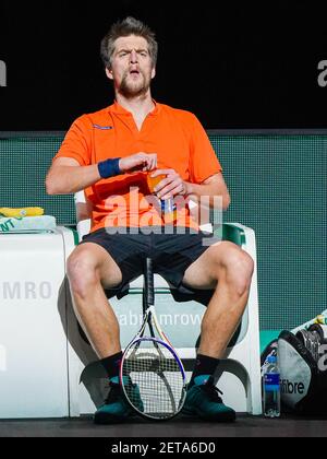 ROTTERDAM, PAESI BASSI - 1 MARZO: Sander Arends dei Paesi Bassi durante il 48e ABN AMRO World Tennis Tournament a Rotterdam Ahoy il 1 marzo 2 Foto Stock