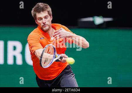 ROTTERDAM, PAESI BASSI - 1 MARZO: Sander Arends dei Paesi Bassi durante il 48e ABN AMRO World Tennis Tournament a Rotterdam Ahoy il 1 marzo 2 Foto Stock