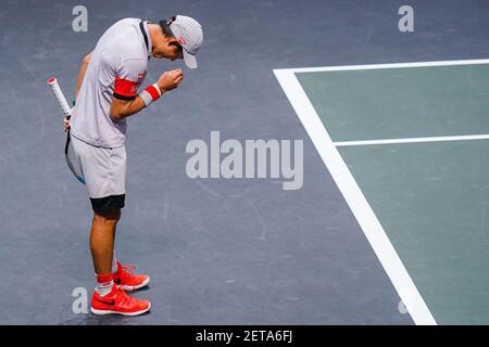 ROTTERDAM, PAESI BASSI - 1 MARZO: Kei Nishikori del Giappone durante il 48e ABN AMRO World Tennis Tournament a Rotterdam Ahoy il 1 marzo 2021 a Rot Foto Stock