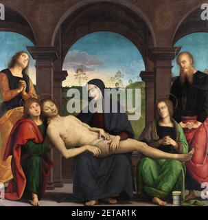 Perugino - la Lamentazione su Cristo Morto, intorno al 1495. Foto Stock