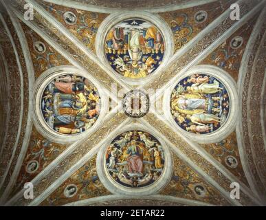 Perugino - soffitto della stanza del fuoco nel Borgo. Foto Stock