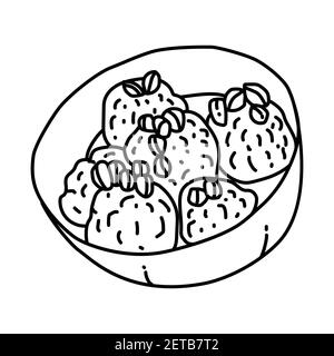 Konigsberger Klopse Germany Food Set di icone disegnate a mano Vector. Illustrazione Vettoriale