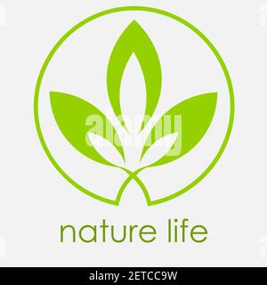minimo logo vita naturale con foglie in un cerchio 2 Illustrazione Vettoriale