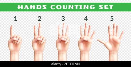 "Set trasparente di mani di conteggio Illustrazione Vettoriale