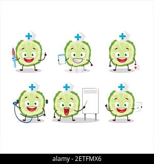 Medico professione emoticon con fetta di kaffir lime frutta cartone animato carattere Illustrazione Vettoriale