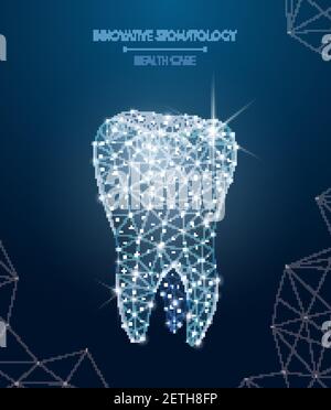 Composizione stomatologica innovativa con simboli sanitari e di trattamento vettore realistico illustrazione Illustrazione Vettoriale