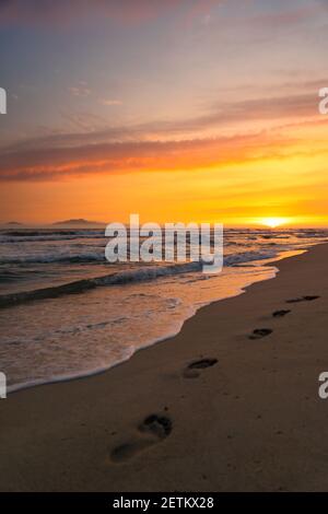 Hoi An spiaggia al tramonto a da Nang Vietnam Foto Stock