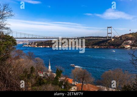 Fatih Sultan Mehmet ponte attraverso un Bosforo. Istanbul, Turchia. Foto Stock