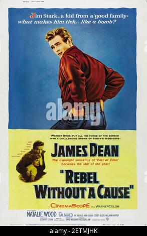 James Dean poster del film, Rebel senza una causa 1955. Foto Stock