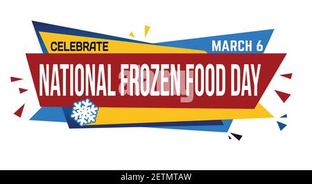 Banner nazionale surgelato giornata alimentare su sfondo bianco, illustrazione vettoriale Illustrazione Vettoriale