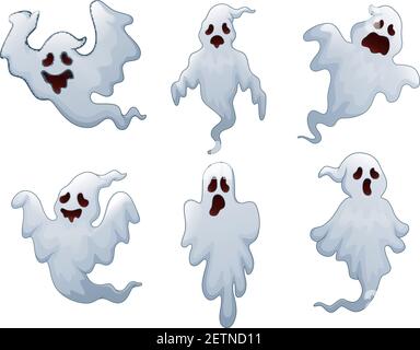 Illustrazione vettoriale di un insieme di fantasmi di Halloween Illustrazione Vettoriale