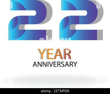 22 anniversario modello vettoriale disegno Illustrazione Blu elegante Bianco Sfondo Illustrazione Vettoriale