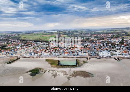 Plage de Wimereux à marée basse, Francia, Hauts de France, Côte d'Opale Foto Stock