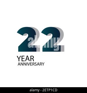 22 anniversario modello vettoriale disegno Illustrazione Blu elegante Bianco Sfondo Illustrazione Vettoriale