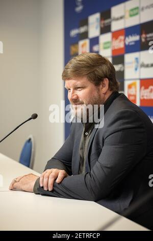 Hein Vanhaezebrouck, capo allenatore di Gent, ha ritratto durante una conferenza stampa del team della Jupiler Pro League KAA Gent, martedì 02 marzo 2021 a Gent, davanti a Foto Stock