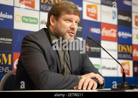 Hein Vanhaezebrouck, capo allenatore di Gent, ha ritratto durante una conferenza stampa del team della Jupiler Pro League KAA Gent, martedì 02 marzo 2021 a Gent, davanti a Foto Stock