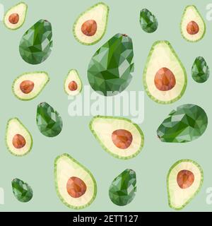 Sfondo senza cuciture da un avocado maturo con semi. Modello. La tecnica di triangolazione avocado. Illustrazione Vettoriale