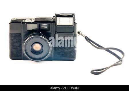 Fotocamera d'epoca isolata su sfondo bianco. Foto di alta qualità. Foto Stock