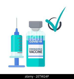 Fatti e miti sui vaccini COVID. Immagine piatta vettoriale. Illustrazione Vettoriale