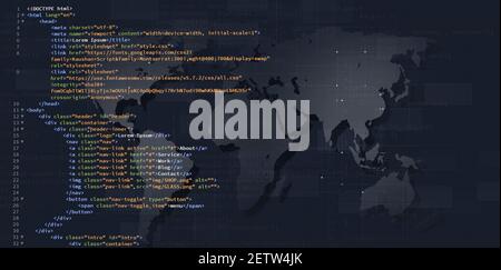 programmazione html sviluppo web per sito web. sviluppo web front-end. mix media background Foto Stock